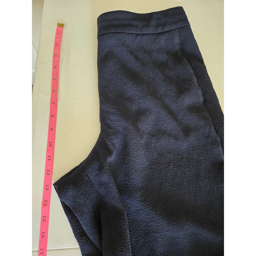 MM.LaFleur Womens 8 Pants Culotte Navy Blue Wide Leg High Rise Side Pleat Crepe - Picture 10 of 12